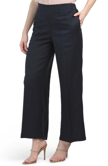 Nine West Linen Blend Elastic Waist Pants - Picture 1 of 7